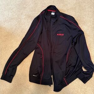 Nike LeBron James Black and Red Lightweight Jacket with Stand-Up Collar